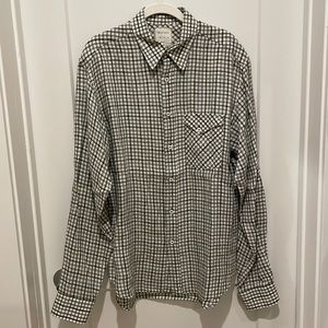 Billy Reid Medium Men Linen L/S Shirt Olive/Gray/White Regular Fit